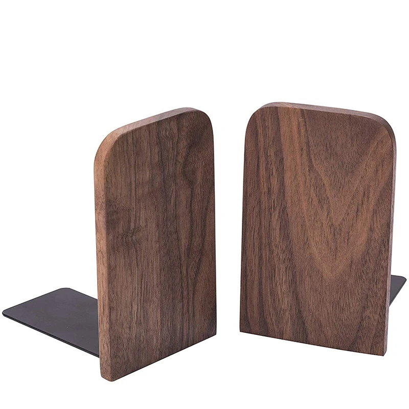 2Pcs Wooden Bookends With Metal Base Heavy Duty Black Walnut Book Stand With Anti-Skid Dots For Office Desktop Or Shelves
2Pcs Wooden Bookends With Metal Base Heavy Duty Black Walnut Book Stand With Anti-Skid Dots For Office Desktop Or Shelves