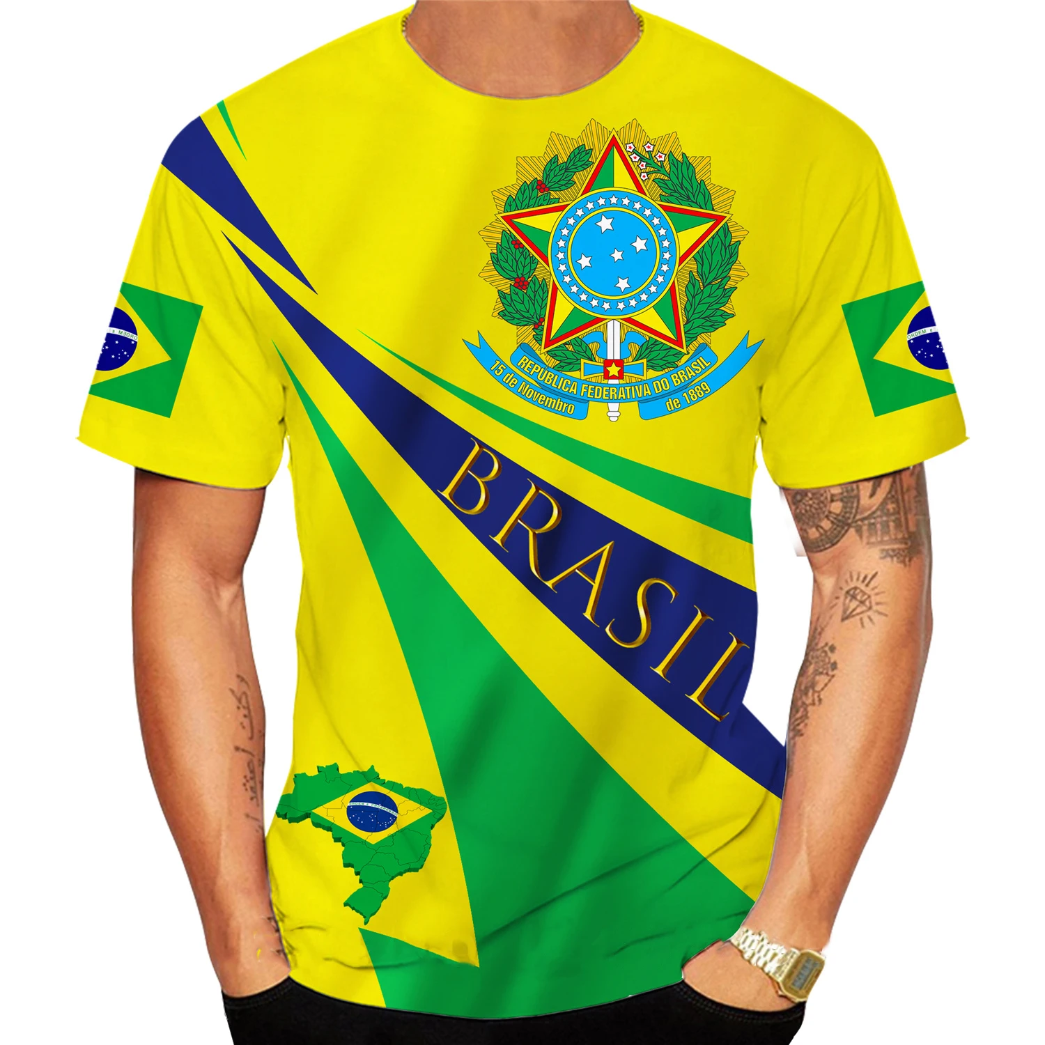 Centenary of Brasil Men's T-Shirt Summer O Neck Pullover Short Sleeve Fashion Cool Clothing Brazil Flag Oversized Men's Clothing
Centenary of Brasil Men's T-Shirt Summer O Neck Pullover Short Sleeve Fashion Cool Clothing Brazil Flag Oversized Men's Clothing