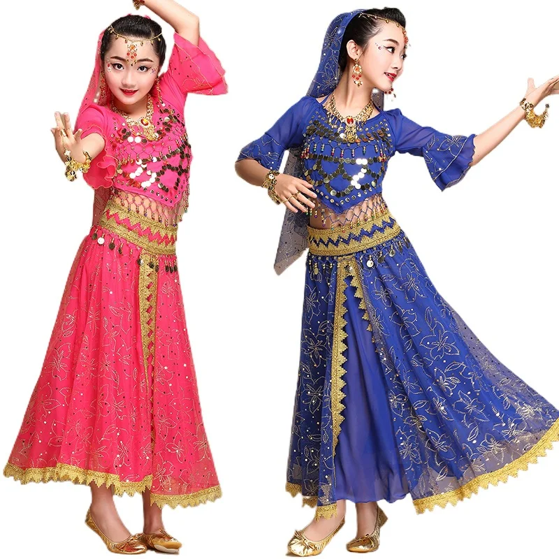 

Детский костюм для танца живота, индийское танцевальное платье, детские танцевальные костюмы для девочек, танцевальная одежда для выступлений