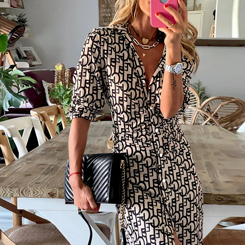 Vinatge Pattern Print Shirt Dress Women Fashion Lapel Collar Single breasted Bohe Long Dress 2022 Elegant Side Split Party Dress
Vinatge Pattern Print Shirt Dress Women Fashion Lapel Collar Single breasted Bohe Long Dress 2022 Elegant Side Split Party Dress