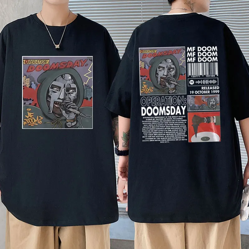

Rapper Mf Doom Operation Doomsday Double Sided Graphic Tshirt Tops Male Hip Hop Oversized T Shirt Men Women Pure Cotton T-shirts