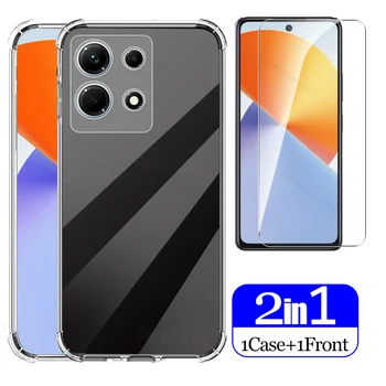 2in1 Silicone Clear Cover + Tempered Glass For Infinix Note 30 5G Note30 Pro 30i 4G Case Coque Note30Pro 30Pro Screen Protector