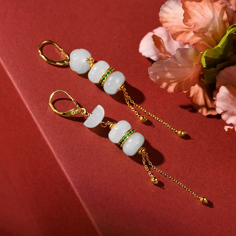 Chinese Style Natural Hetian White Jade Jewelry Earrings Feminine Temperament Tassel 925 Sterling Silver DIY Drop Earrings
Chinese Style Natural Hetian White Jade Jewelry Earrings Feminine Temperament Tassel 925 Sterling Silver DIY Drop Earrings