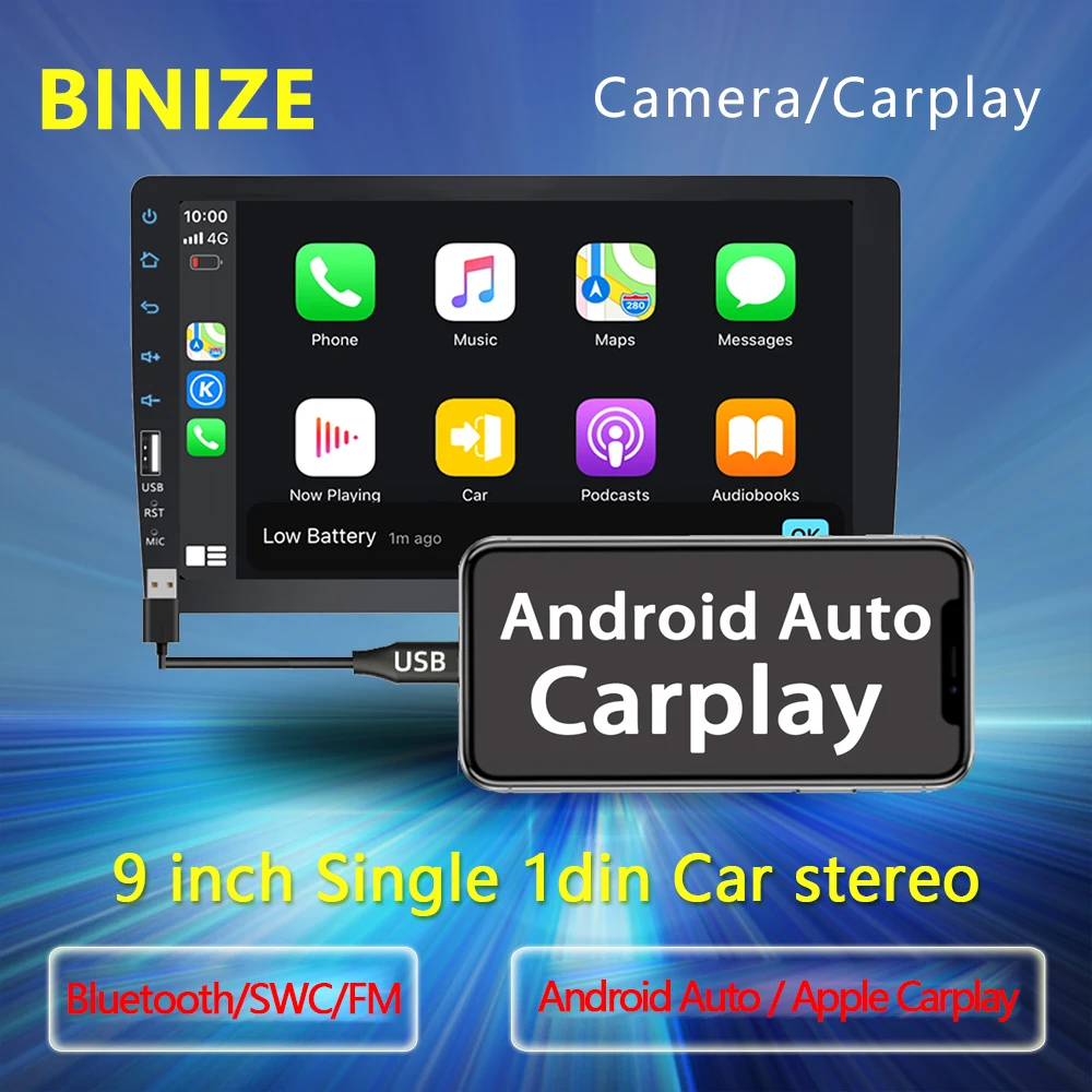 Универсальный автомобильный радиоприемник 1 din, мультимедийный MP5-плеер Carplay, 9-дюймовый HD экран, Авторадио, стерео, Indash, MP5, USB, Bluetooth, видео
Универсальный автомобильный радиоприемник 1 din, мультимедийный MP5-плеер Carplay, 9-дюймовый HD экран, Авторадио, стерео, Indash, MP5, USB, Bluetooth, видео