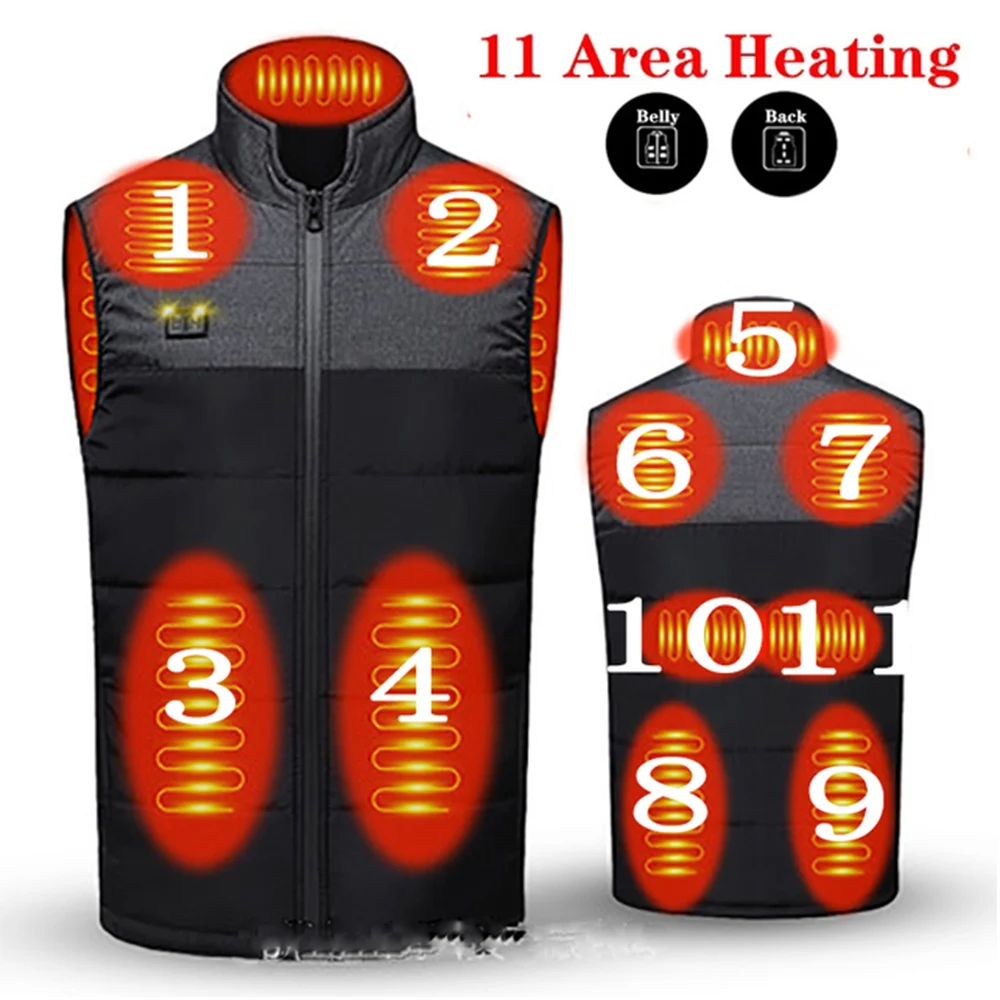 

Heated Vest Women Men Polar Fleece Warmer Gilet, Adjustable Electric Thermal 11 Areas USB Heating Unisex Jacket Fishing Clothing