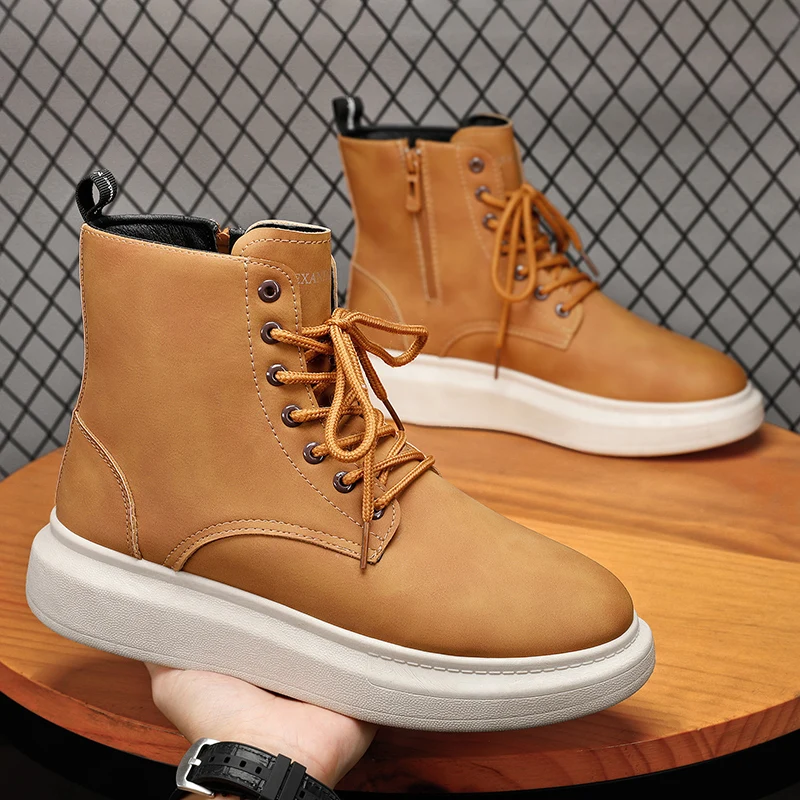 Vintage Microfiber Upper Mens Boots Lace Up Simple Mens Ankle Boots Light Weight Outsole Back Loop Martin Mens Winter Boots 
Vintage Microfiber Upper Mens Boots Lace Up Simple Mens Ankle Boots Light Weight Outsole Back Loop Martin Mens Winter Boots