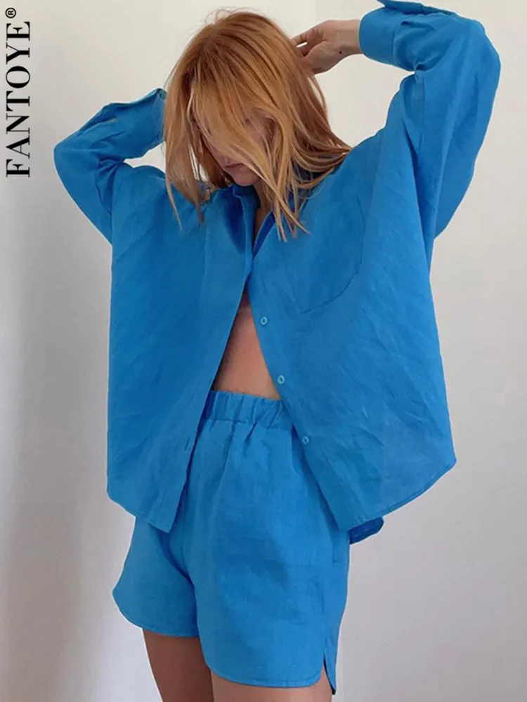 Fantoye Turn-down Collar Poket Women Pant Sets Blue Long Sleeve Single Breasted Pant Sets Women Summer Casual Fashion Streetwear
Fantoye Turn-down Collar Poket Women Pant Sets Blue Long Sleeve Single Breasted Pant Sets Women Summer Casual Fashion Streetwear