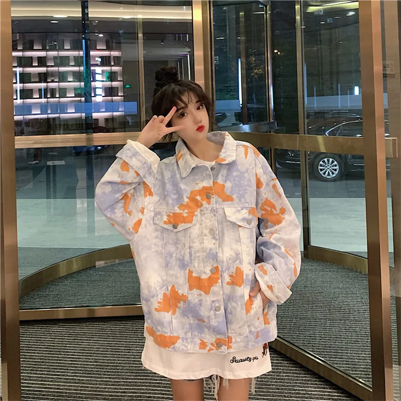 Fashion Multicolour Tie Dye Denim Jacket Women Loose Mid Long Cowboy Outerwear Big Pocket Jeans Jacket Coat Female Streetwear
Fashion Multicolour Tie Dye Denim Jacket Women Loose Mid Long Cowboy Outerwear Big Pocket Jeans Jacket Coat Female Streetwear