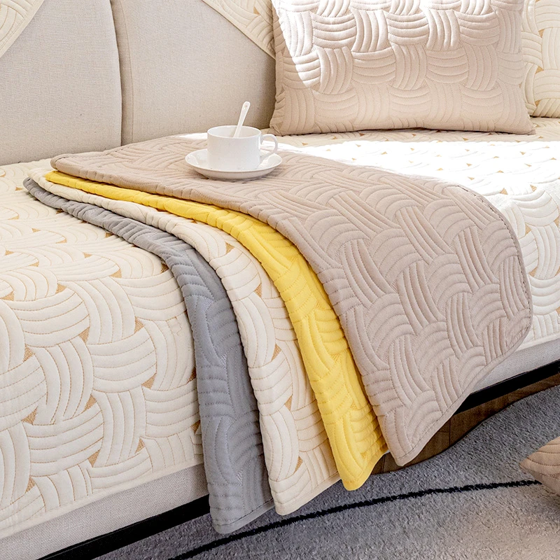 

Толстый плюшевый чехол для дивана, Универсальный однотонный защитный чехол в скандинавском стиле для дивана, Нескользящая подушка для гостиной