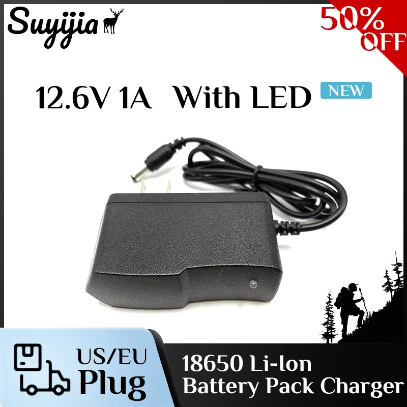 12.6V 1A 18650 Portable Wall Lithium Battery Charger Widely Used Battery Pack Charger Optional EU US Plug Power Adapter with LED 
12.6V 1A 18650 Portable Wall Lithium Battery Charger Widely Used Battery Pack Charger Optional EU US Plug Power Adapter with LED