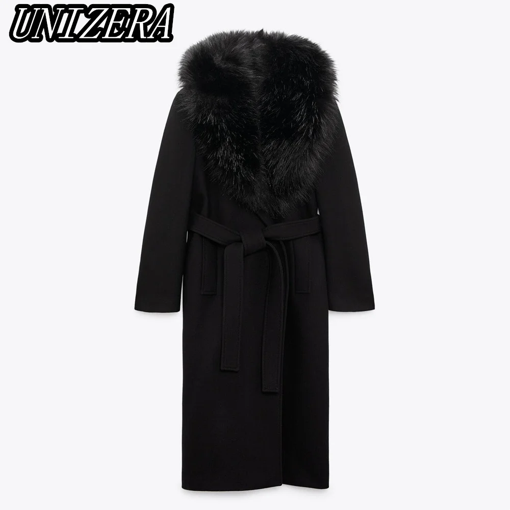 UNIZERA Autumn and Winter New Women's Clothing Black Temperament Elegant Fur Collar Chic Belt Decoration Coat Coat 8551744
UNIZERA Autumn and Winter New Women's Clothing Black Temperament Elegant Fur Collar Chic Belt Decoration Coat Coat 8551744