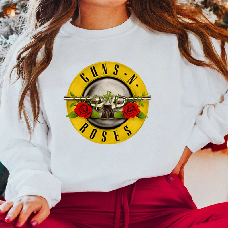 

Guns N Roses Long Sleeve O Neck Sweatshirt for Women Causal Cotton Hoodies Gothic Lcothes 70s 80s Grunge Hip Hop Ladies Fashion