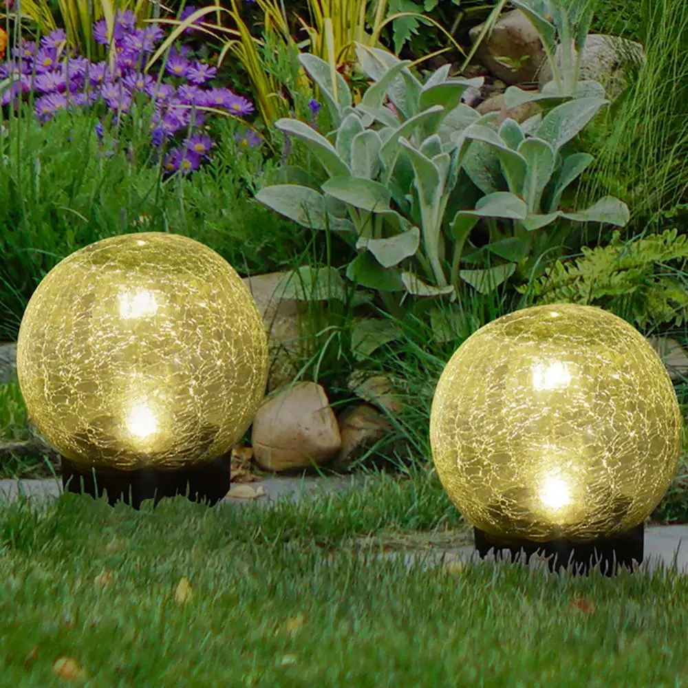 

Solar Garden Light LED Cracked Glass Ball Buried Lights Outdoor Waterproof Lawn Lamp For Home Yard Pathway Christmas Decoration