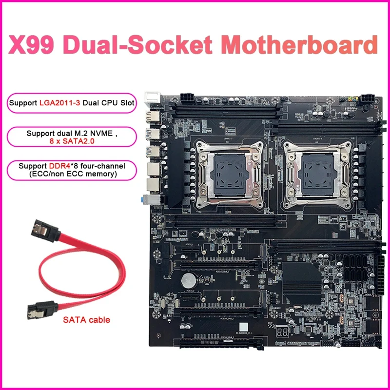 X99 Dual-Socket Mining Motherboard LGA2011-3 Dual CPU DDR4 Memory Slots 8X SATA2.0 NVME M.2 Desktop Server Motherboard
X99 Dual-Socket Mining Motherboard LGA2011-3 Dual CPU DDR4 Memory Slots 8X SATA2.0 NVME M.2 Desktop Server Motherboard