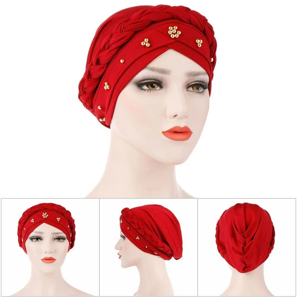 Stretch Headwrap Faux Pearl Twisted Beanies Women Turban Cap Braid Wrap Hat Beaded Headscarf 
Stretch Headwrap Faux Pearl Twisted Beanies Women Turban Cap Braid Wrap Hat Beaded Headscarf