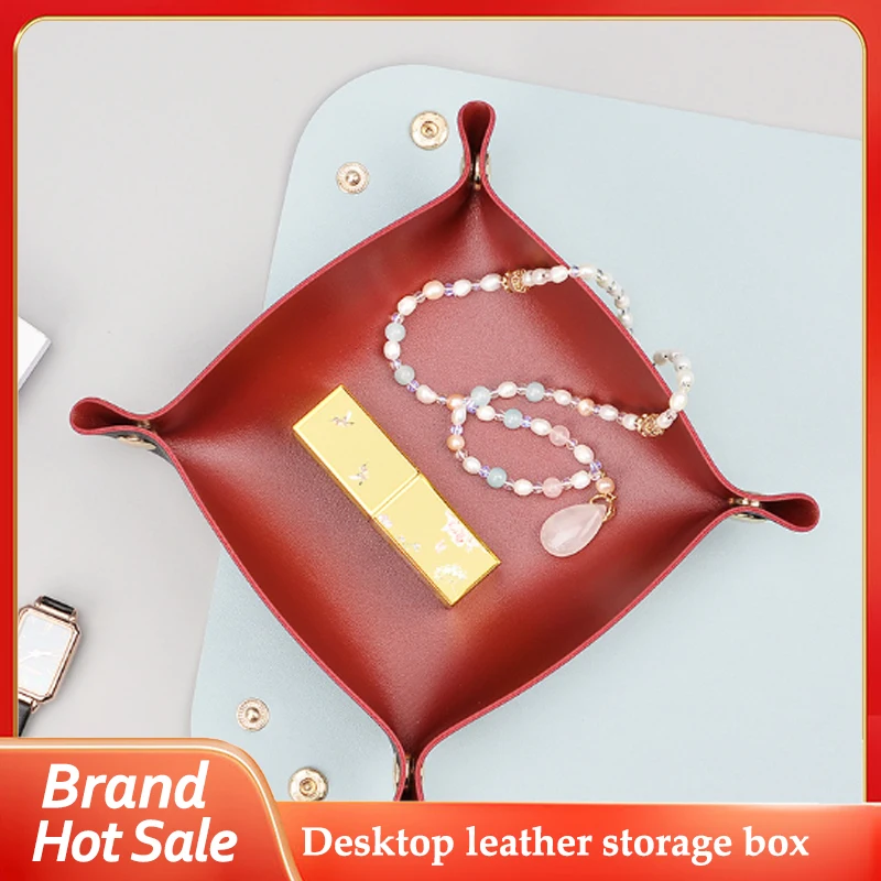

Porch Cosmetic Jewelry Finishing Desktop Leather Storage Box Living Room Bedroom Sundries Key Plate Home Decoration Tray