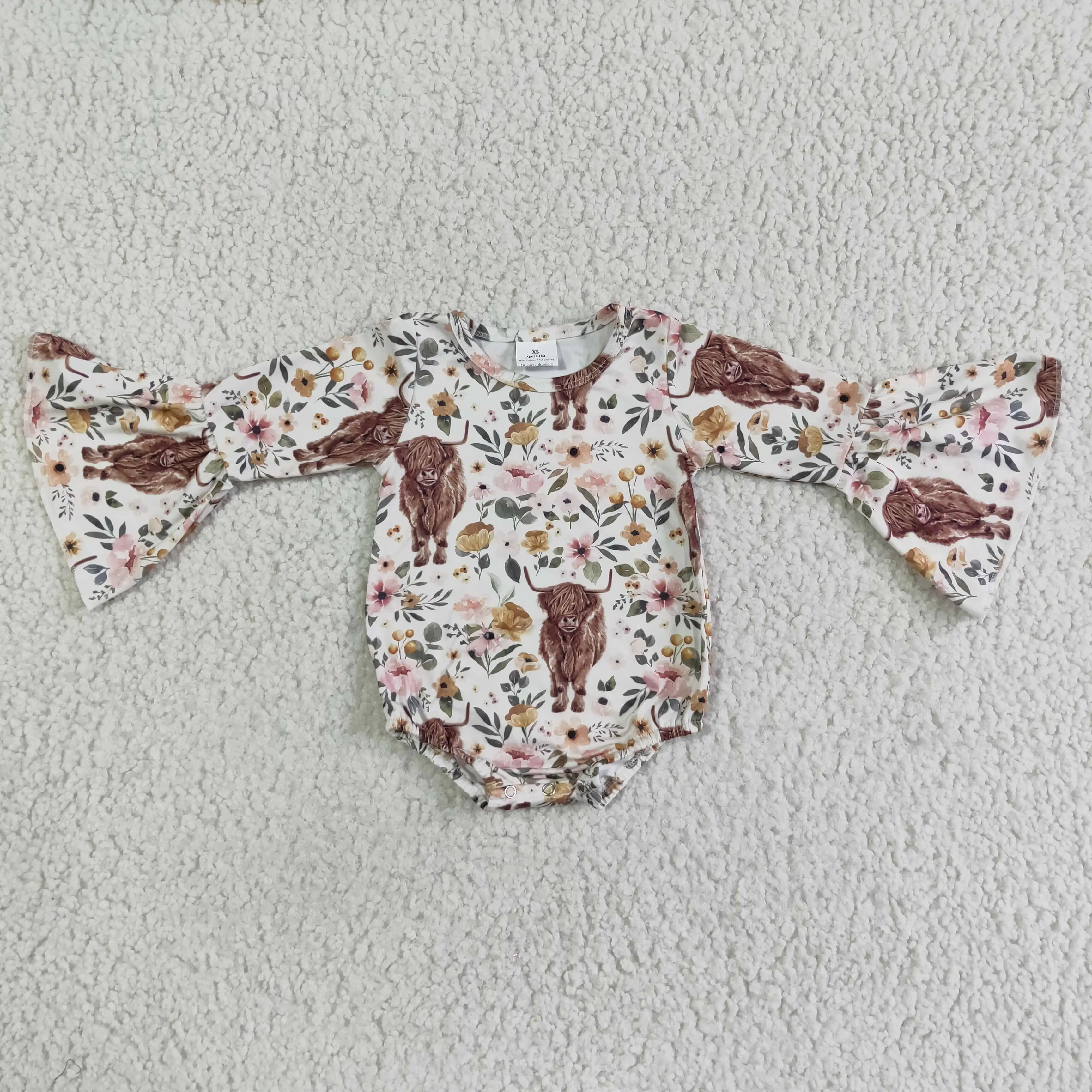 Hot Selling RTS Highland Cow Kids Spring Toddler Clothing Infant Floral Bodysuits Baby Girls Flare Rompers
Hot Selling RTS Highland Cow Kids Spring Toddler Clothing Infant Floral Bodysuits Baby Girls Flare Rompers