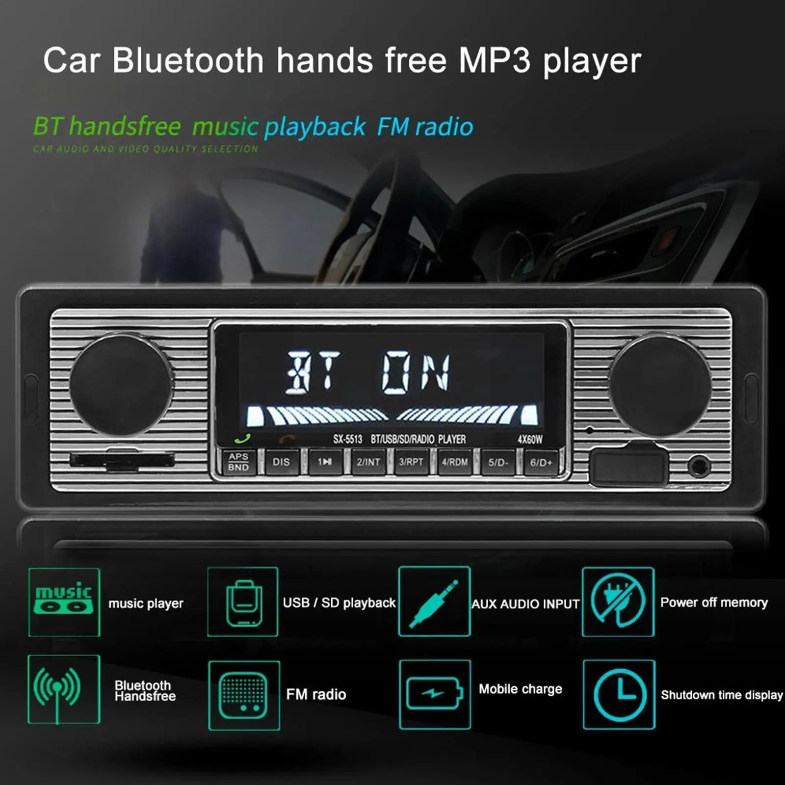 Bluetooth Car FM Radio MP3 Player USB Classic Automobile Broadcast Call Voice Handsfree Machine Audio Disk Stereo Card Radi C5H2
Bluetooth Car FM Radio MP3 Player USB Classic Automobile Broadcast Call Voice Handsfree Machine Audio Disk Stereo Card Radi C5H2