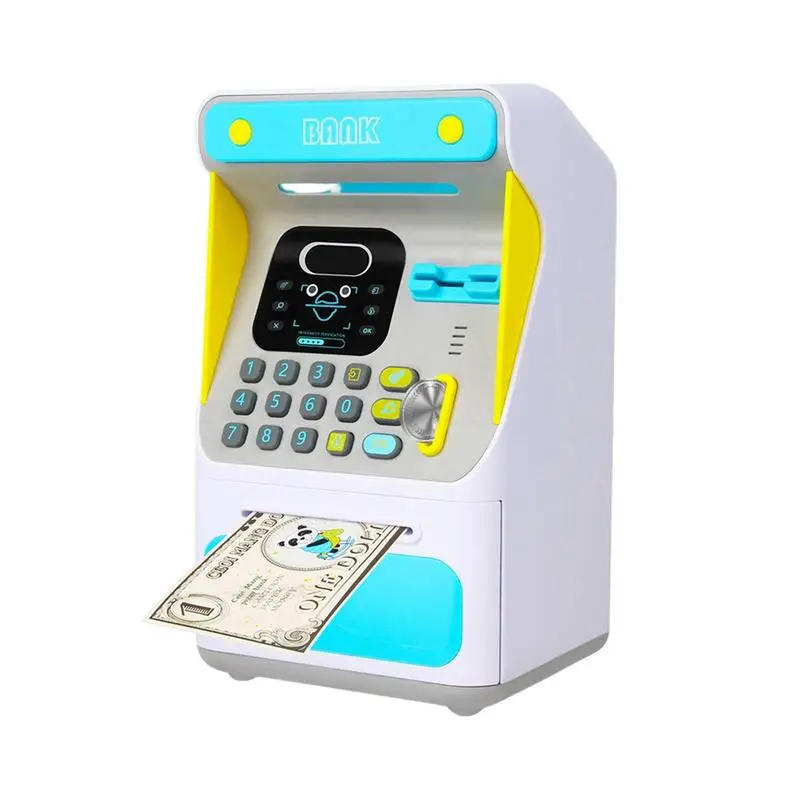 

ATM Mini Password Money Box Electronic Piggy Bank Safety Chewing Cash Coins Saving Box Automatic Deposit Banknote Kids Gift