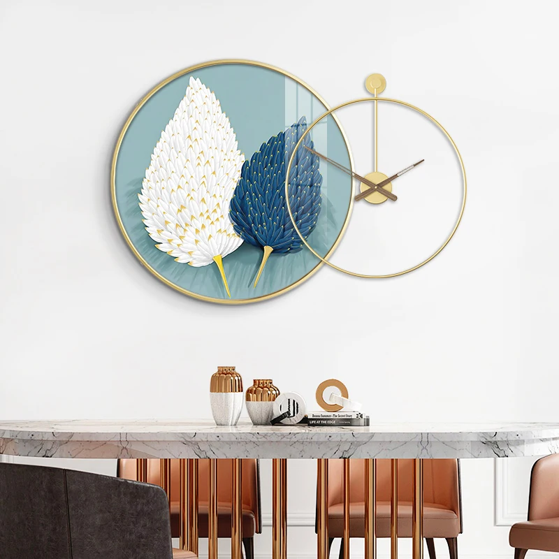 Modern Minimalism Feather Painting Luxury Round Crystal Porcelain Painting with Wall Clock Nordic Wall Art Living Room
Modern Minimalism Feather Painting Luxury Round Crystal Porcelain Painting with Wall Clock Nordic Wall Art Living Room