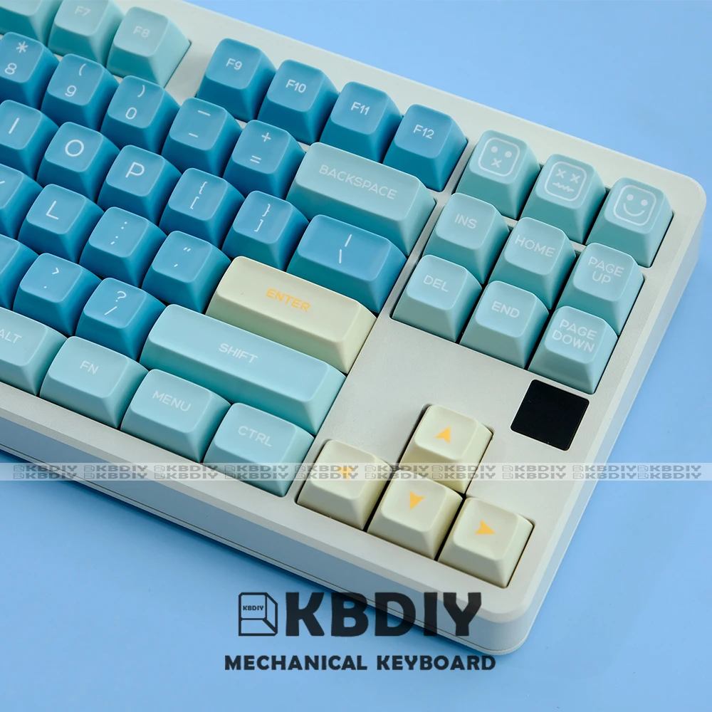 

KBDiy 160 Keys/Set PBT Sea ​​Salt Lemon Keycaps Mechanical Keyboard Custom SA Profile Double Shot ISO Keys Bule Keycap for GMK67