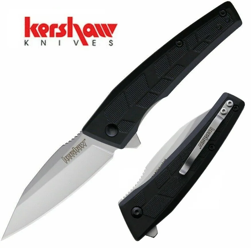 

Kershaw 1342 Rhetoric Assisted Flipper Folding Knife 8cr13Mov Bead Blasted Blade, Black GFN Handles Outdoor Camping Hunting Tool