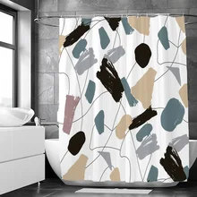 Art Geometric Hexagonal Shower Curtains Waterproof Fabrics Bathroom Curtain with Hooks 180x200cm Bath Screen Toilet Partition
