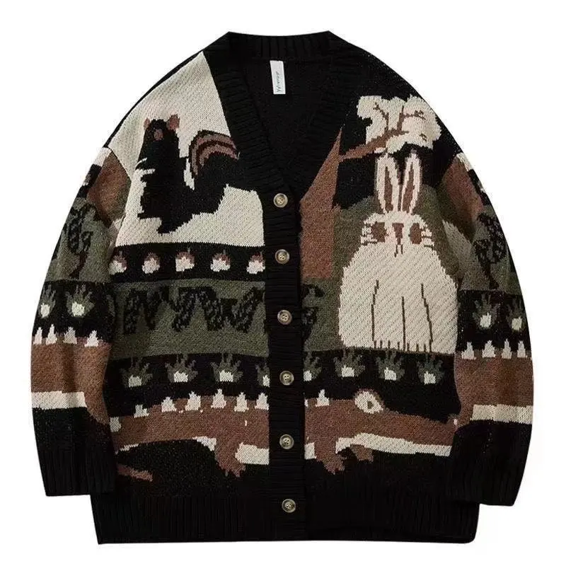 Vintage Japanese Retro Cartoon Jacquard Women Cardigan Sweater Loose Casual Sweaters Jacket Coats
Vintage Japanese Retro Cartoon Jacquard Women Cardigan Sweater Loose Casual Sweaters Jacket Coats