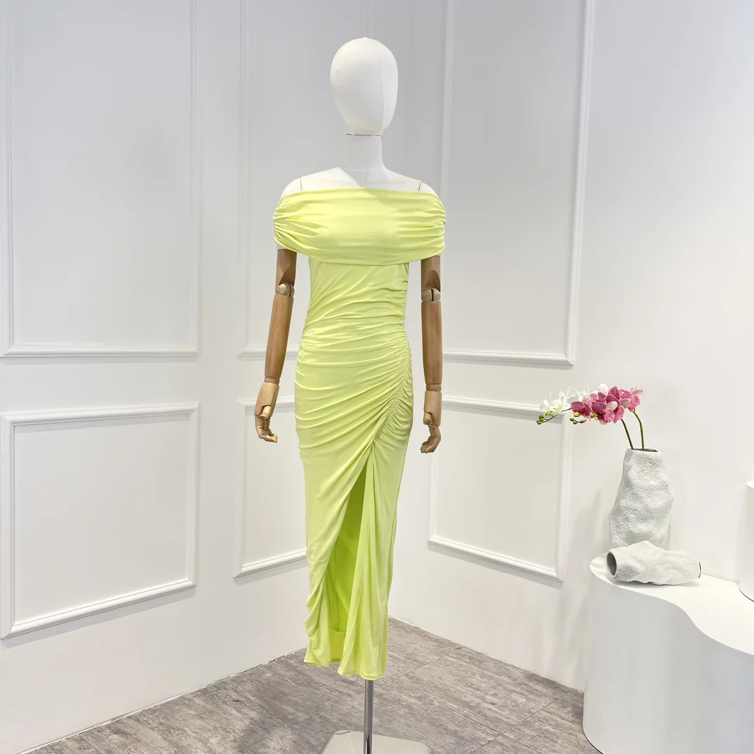 2023 New Spring Summer High Quality Off-shoulder Asymmetrical Ruched Split Hem Women Midi Dress for Dating Bithday Party
2023 New Spring Summer High Quality Off-shoulder Asymmetrical Ruched Split Hem Women Midi Dress for Dating Bithday Party