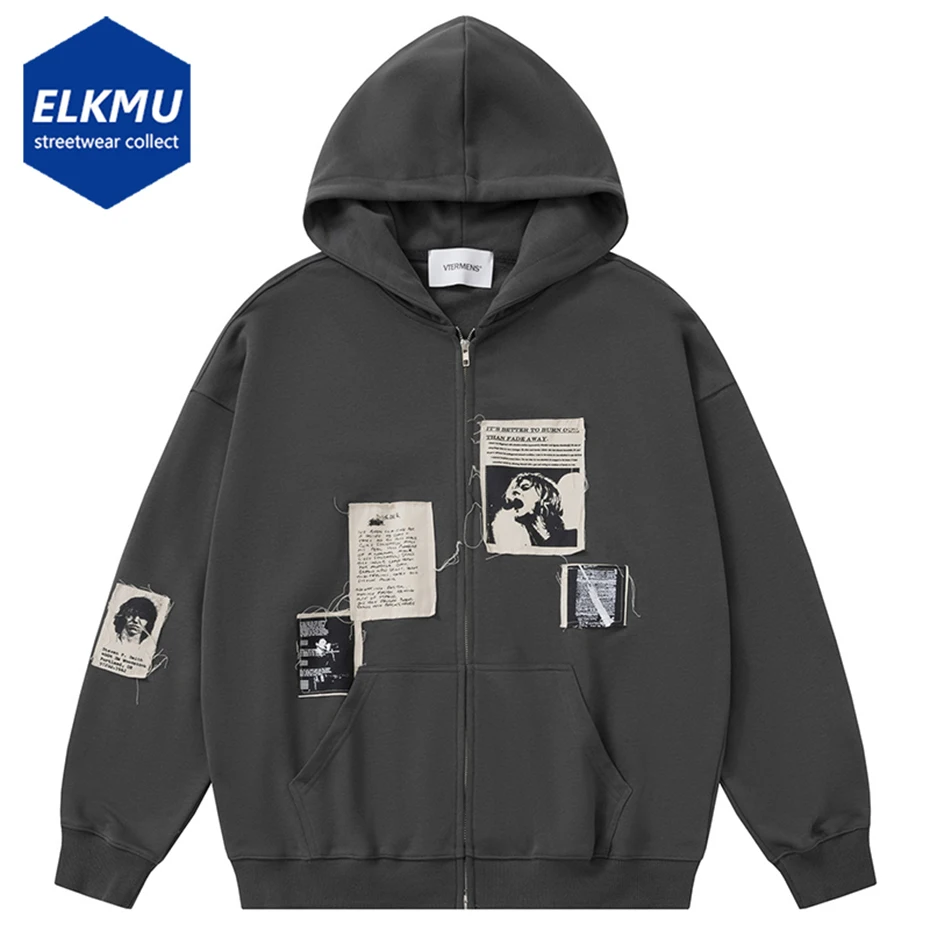 Hip Hop Zipper Sweatshirt Coat Y2K Harajuku Embroidery Retro Graphic Patch Zip Hooded Jacket Streetwear 2023 Fashion Punk Hoodie
Hip Hop Zipper Sweatshirt Coat Y2K Harajuku Embroidery Retro Graphic Patch Zip Hooded Jacket Streetwear 2023 Fashion Punk Hoodie