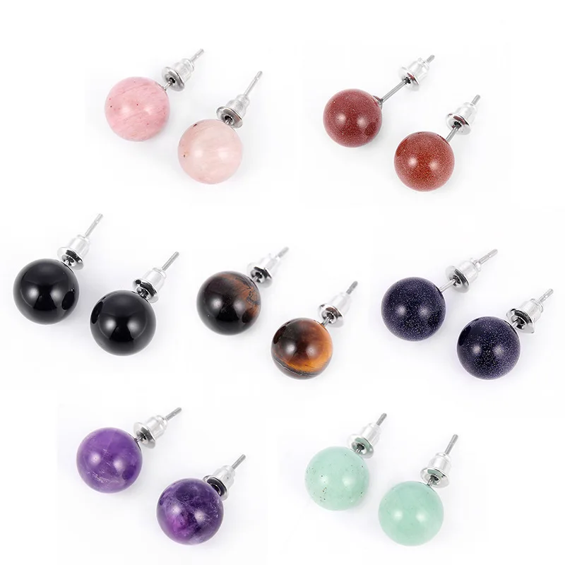 Natural stone Stud Earrings Healing Crystal Quartzs Round Ball Beads Fashion Ear Jewlry for Women Girl wholesale
Natural stone Stud Earrings Healing Crystal Quartzs Round Ball Beads Fashion Ear Jewlry for Women Girl wholesale