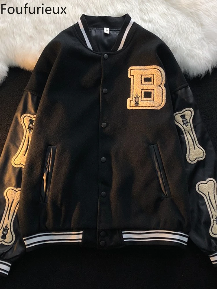 Foufurieux Retro Letter Embroidery Flocking Y2K Street Hip-hop Baseball Uniform Jacket Male 2022 New College Style Couple Outfit
Foufurieux Retro Letter Embroidery Flocking Y2K Street Hip-hop Baseball Uniform Jacket Male 2022 New College Style Couple Outfit