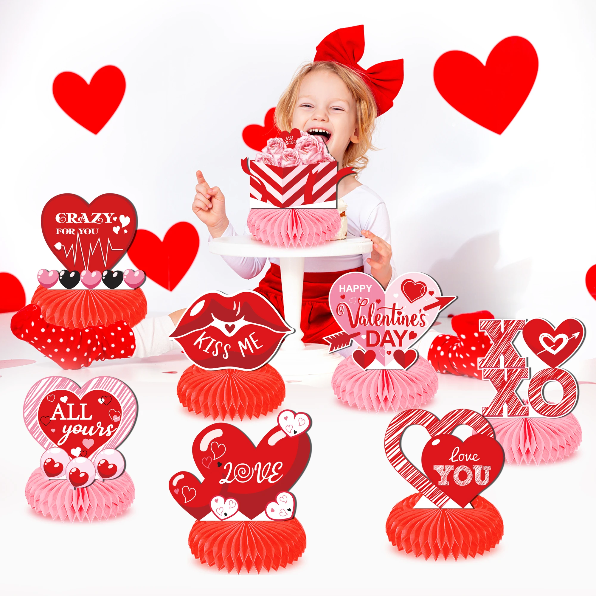 9pcs Valentine's Day Heart Love Honeycomb Paper Desktop Ornament Wedding Birthday Party Centerpiece Table Background Decorations
9pcs Valentine's Day Heart Love Honeycomb Paper Desktop Ornament Wedding Birthday Party Centerpiece Table Background Decorations
