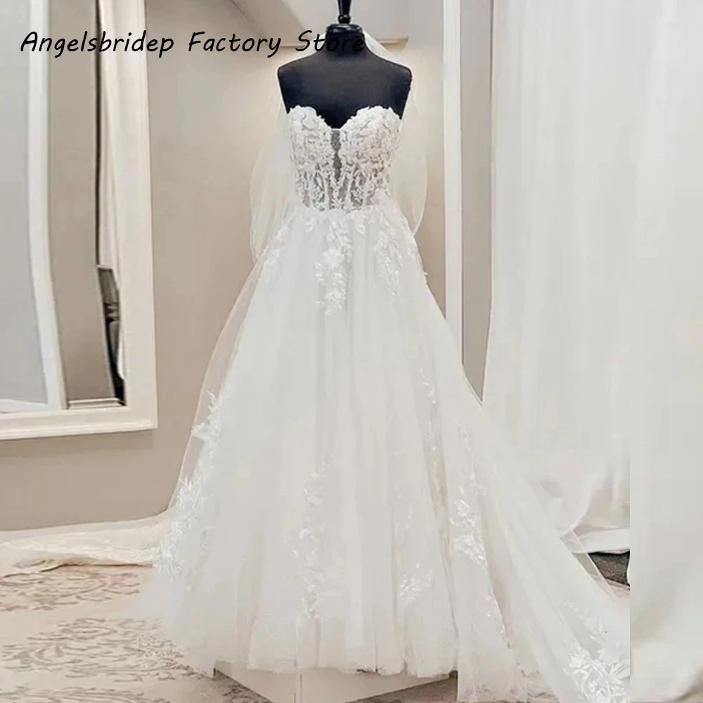 Женское свадебное платье с вышивкой ANGELSBRIDEP, кружевное блестящее платье до пола со шлейфом, простое платье невесты
Женское свадебное платье с вышивкой ANGELSBRIDEP, кружевное блестящее платье до пола со шлейфом, простое платье невесты