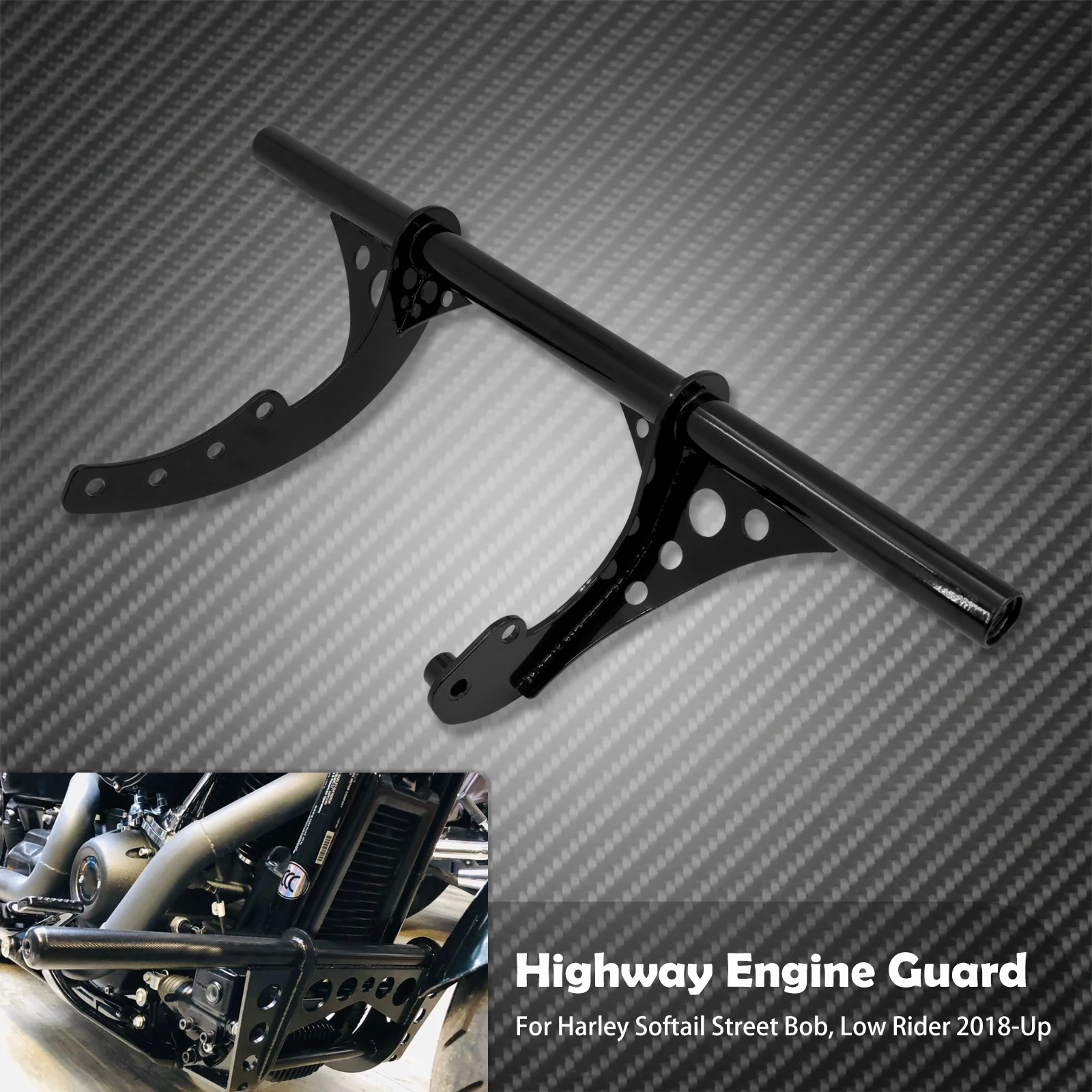 Мотоциклетная черная дорожная защита двигателя, стальная защита от падения для Harley Softail Street Bob Low Rider FXBB 2018-Later