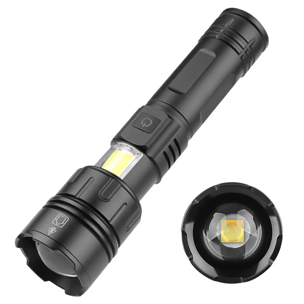 

Powerful Handheld Flashlights 7 Levels Waterproof Telescopic Zoom Rechargeable XHP70+COB Mini Flashlight for Camping Fishing