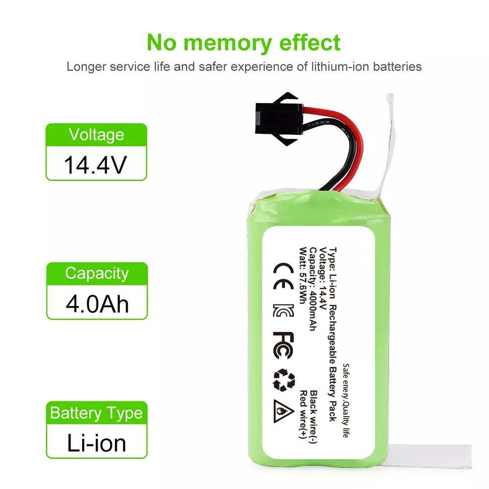Special offer 14.4V 2600mAh Li-ion Battery for Conga Excellence 990 1090 1790 1990 Ecovacs Deebot N79 N79S DN622, Eufy Robovac
Special offer 14.4V 2600mAh Li-ion Battery for Conga Excellence 990 1090 1790 1990 Ecovacs Deebot N79 N79S DN622, Eufy Robovac