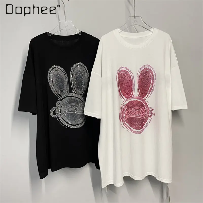 Round Neck Diamond-Embedded Cartoon Top for Women 2023 Summer New Lace Hollow-out Loose Mid-Length Short Sleeve T-shirt Female
Round Neck Diamond-Embedded Cartoon Top for Women 2023 Summer New Lace Hollow-out Loose Mid-Length Short Sleeve T-shirt Female