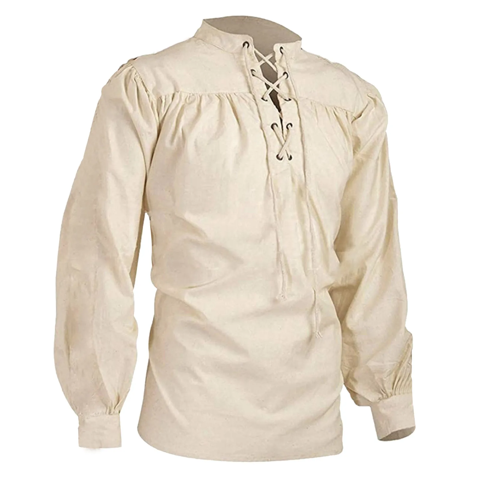 

Мужская Пиратская рубашка Viking, Ретро стиль, Ренессанс, средневековый Готический викторианский костюм на Хэллоуин, Повседневная хлопковая льняная рубашки в стиле хиппи на шнуровке