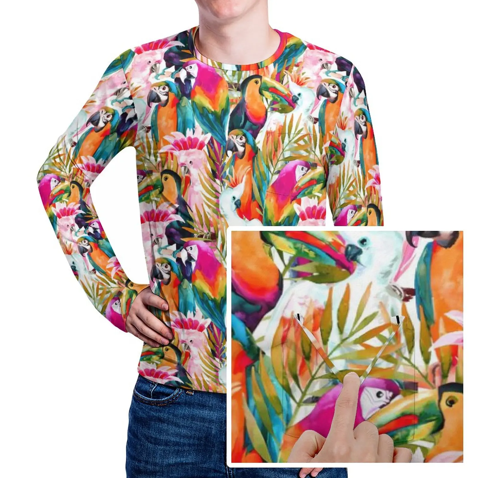 Tropical Birds T Shirt Men Parrots Palm Leaves Street Style T Shirts Spring Cool Tees Long Sleeve Printed Oversized Tops
Tropical Birds T Shirt Men Parrots Palm Leaves Street Style T Shirts Spring Cool Tees Long Sleeve Printed Oversized Tops