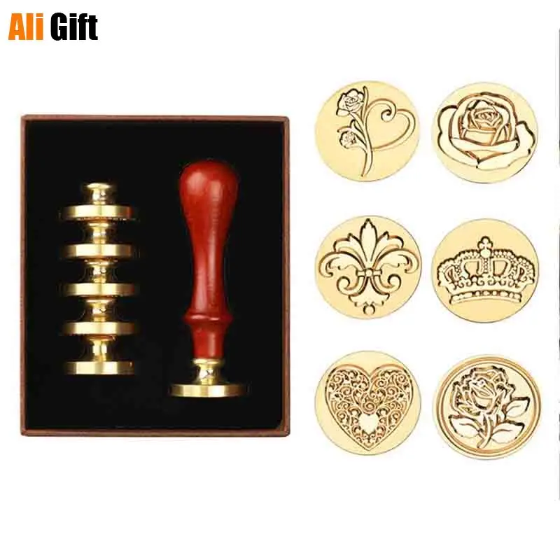 6PCS Sealing Wax Stamp Brass Heads 1PC Wooden Handle Sealing Wax Seal Stamp Set for Invitations Cards Envelopes
6PCS Sealing Wax Stamp Brass Heads 1PC Wooden Handle Sealing Wax Seal Stamp Set for Invitations Cards Envelopes
