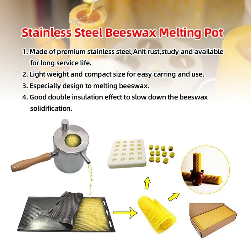 1PC Beeswax Pouring Pot Stainless Steel Beeswax Melting Pot Wax Melter Pot Candle Tool Beekeeping Tool High Quality
1PC Beeswax Pouring Pot Stainless Steel Beeswax Melting Pot Wax Melter Pot Candle Tool Beekeeping Tool High Quality