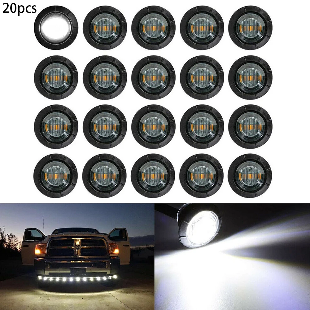 

LED Light Side Marker Trailer Truck Marine Motorhome 80LM LED 20X 3/4 Inch Marker Light Replaces Round Side White