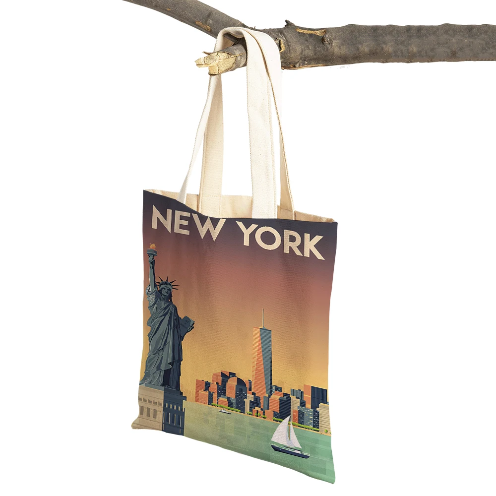 Cartoon City Travel Landscape Shopper Bags Tote Lady Handbag Both Sides New York London Madrid Casual Canvas Women Shopping Bag
Cartoon City Travel Landscape Shopper Bags Tote Lady Handbag Both Sides New York London Madrid Casual Canvas Women Shopping Bag