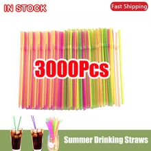 50-3000PCS Black Colorful Drinking Straws Party Rietjes Kunststof plastique Beverage Straw Milk Tea Kitchen Accessory Wholesale