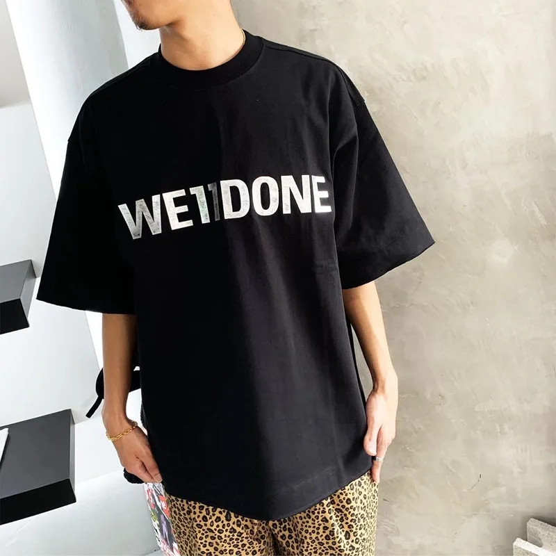 

WE11DONE Fashion High Street T-Shirt Letter Print Pattern T-Shirt Couples T-shirts Casual Loose Oversized T-shirt Top T-shirts