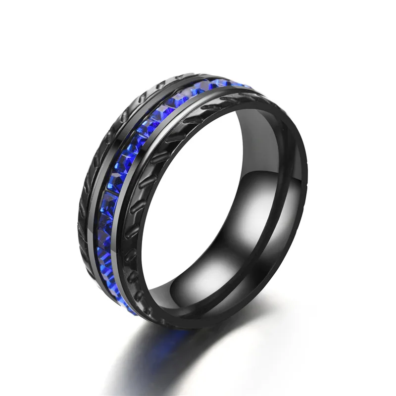 Black 8mm Wheel Shape Luxury Blue Zircon Titanium Steel Wedding Band Ring for Men Women Lover Wedding Charm Jewelry
Black 8mm Wheel Shape Luxury Blue Zircon Titanium Steel Wedding Band Ring for Men Women Lover Wedding Charm Jewelry