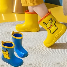 Kawaii Pokemon Pikachu Anime Cartoon Kids Rain Boots EVA Waterproof Non-Slip Water Shoes rainy day light shoes boys girls Gift