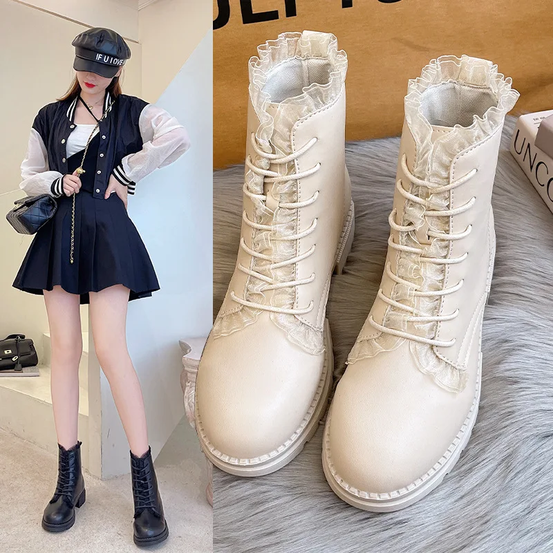 Black Martin Boots Women's British Style Spring and Autumn Boots Internet Celebrity Fashion Street Lace Ankle Boots
Black Martin Boots Women's British Style Spring and Autumn Boots Internet Celebrity Fashion Street Lace Ankle Boots
