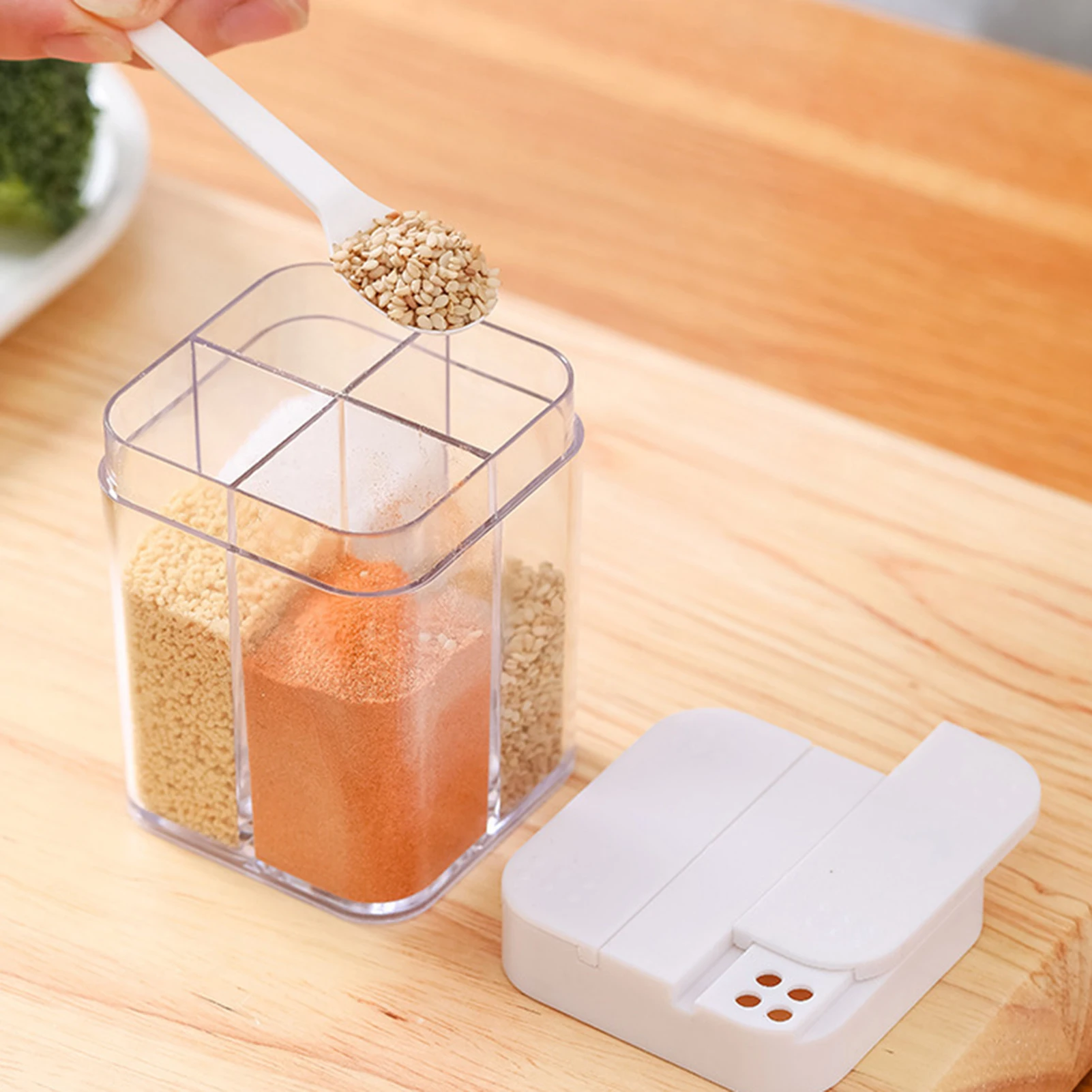 4 In 1 Transparent Seasoning Cans Condiment Jars Kitchen Supplies Salt Pepper Shaker Empty Spice Dispenser With Sliding Lids
4 In 1 Transparent Seasoning Cans Condiment Jars Kitchen Supplies Salt Pepper Shaker Empty Spice Dispenser With Sliding Lids
